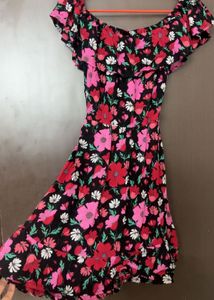 Floral Print Off Shoulder Dress