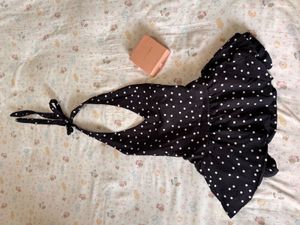 Black Polka Dot halter top