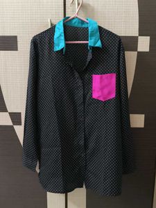 Polka Dots Shirt With Poppy Pink Pocket