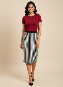 Striped Pencil Skirt