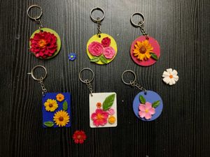 Handmade Floral Keychains 🌸✨🌻