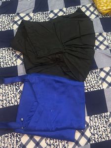 Blue Kurta Set with Black Dupatta
