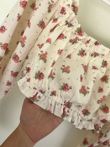 Floral Long Sleeve Crop Top