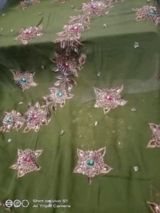 Embroidered Green Saree