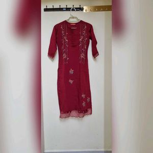 Elegant Red Embroidered Dupatta