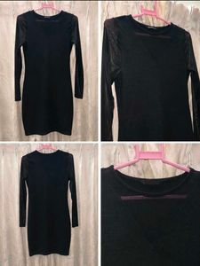 Black Netted Bodycon Dress