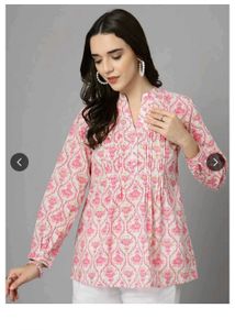 Pink Floral Print Kurta Top