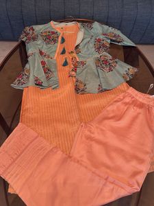 Elegant Peach Striped Kurta