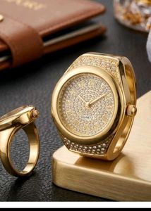 Gold-Tone Diamond Ring Watch