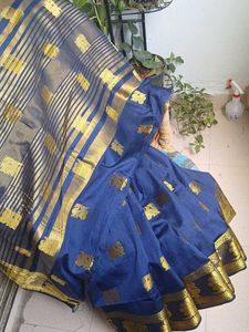 Elegant Blue &amp; Gold Saree with blouse