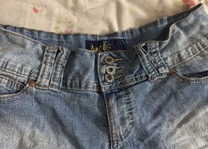 Womens Low Waisted Blue Denim Shorts