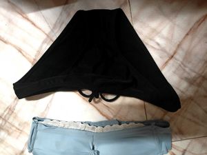 Blue Padded Bra &amp; Black Bikini Set