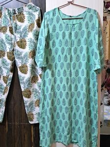 Turquoise Kurti Pant Set 🩵