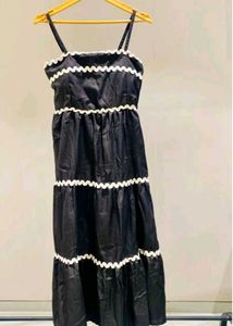White Tiered Dress with Black Trim