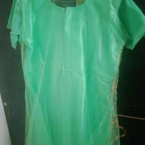 Mint Green &amp; Gold Embroidered Dress