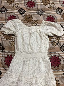 Chic Off-Shoulder White Broderie Dress