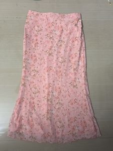 pink floral midi skirt