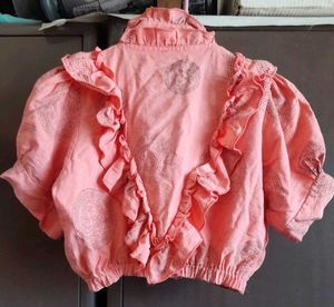 Peach Ruffled Crop Top