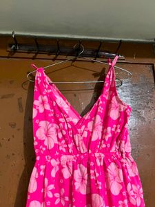 Vibrant Pink Floral Mini Dress