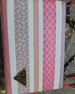 Prada Milano Striped Clutch with Chain