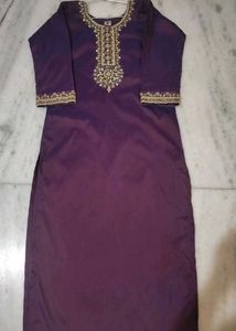Purple Kurta Set with Gold Embellishment