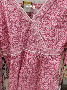 Pink Floral Print Kurta