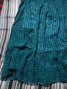 Charming Teal Gingham Mini Dress