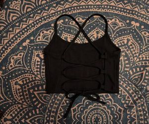 Black Strappy Crop Top