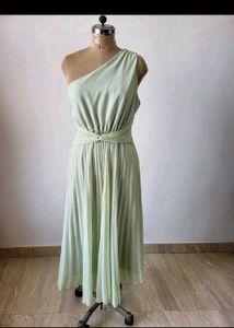 Elegant One-Shoulder Pleated Midi Dress
