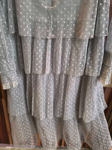 gray🩶 Polka Dot Tiered Dress