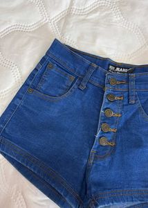 High Waisted Button Fly Denim Shorts