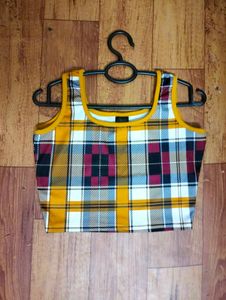 🌟Trendy Multicolor Plaid Crop Top 🧡✨