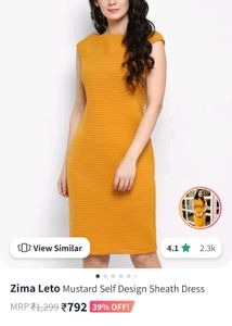 Mustard Yellow Ribbed Sheath Dress