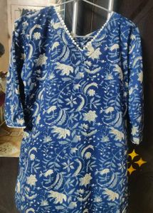 Blue Floral Print Kurta