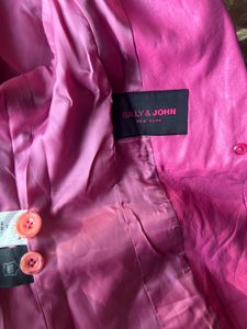Y2K rose / hot pink leather blazer / jacket