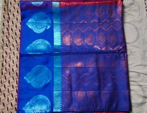 Royal Blue Festival Silk Saree With Megenta Pink P