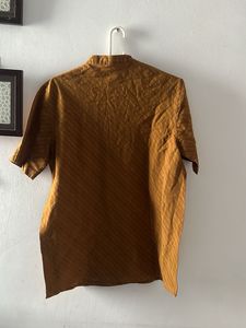 Men's Brown Striped Kurta