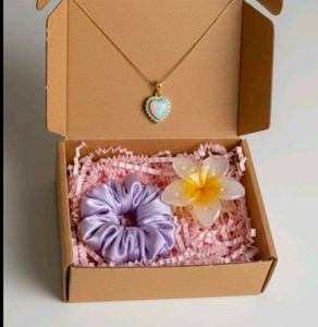 Heart Pendant Necklace & Scrunchie Set