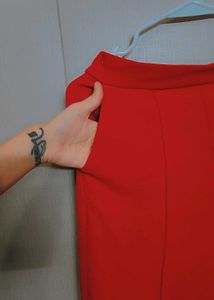 Vibrant Red Wide Leg Trousers