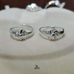Elegant Pure Silver Toe Rings One Pair
