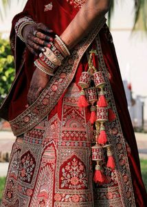 *New*Elegant Red Velvet Bridal Lehenga