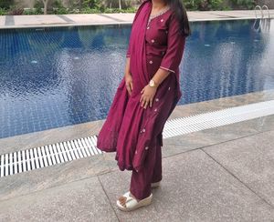 Elegant Maroon Kurta Set with Dupatta