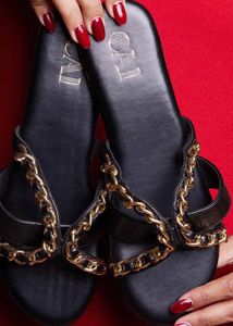 Cai Black Chain Detail Sandals