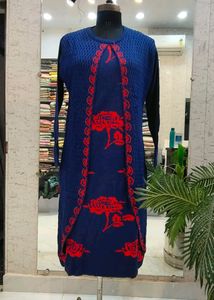 BLUE AND RED WOOLEN KURTI