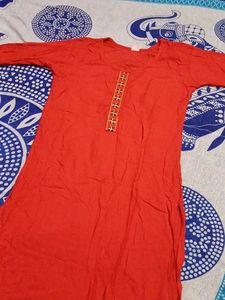 Red Embroidered Kurta
