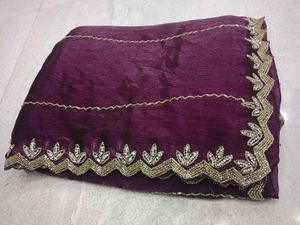 Elegant Purple Saree with Golden Border
