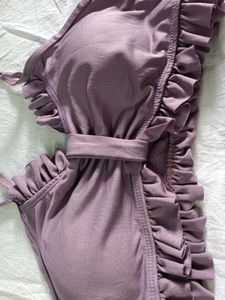 Ruffled Bikini Top - Purple