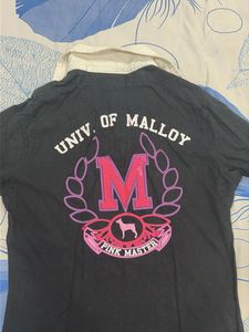 Black Long Sleeve Polo Top with Graphic Detail