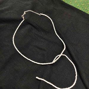 White Beaded Lariat Necklace
