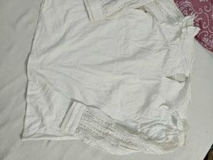 Chic White Ruffled Eyelet Blouse